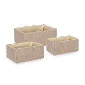 Set 3 cosuri depozitare textil bej Hymar 20x13x9h; 23x16x10h; 26x19x11h