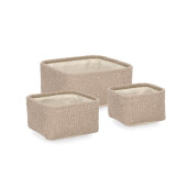 Set 3 cosuri depozitare textil bej Hymar 16x16x10h; 20x20x11h; 25x25x12h