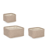 Set 3 cosuri depozitare textil bej Hymar 16x16x10h; 20x20x11h; 25x25x12h