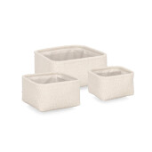 Set 3 cosuri depozitare textil alb Hymar 16x16x10h; 20x20x11h; 25x25x12h