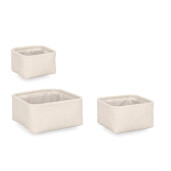 Set 3 cosuri depozitare textil alb Hymar 16x16x10h; 20x20x11h; 25x25x12h