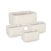 Set 4 cosuri depozitare textil alb Hymar 3x 23x16x12h, 35x25x16h