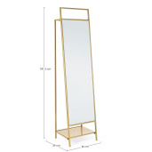Oglinda de podea rama din fier auriu cu suport de haine si incaltaminte Ekbal 46 cm x 39 cm x 181.5 h
