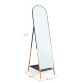 Oglinda de podea cu rama din fier negru auriu Reflix 42x68x170 cm