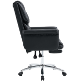 Scaun birou suport picioare piele ecologica neagra Rodik 66x64x106-116 cm