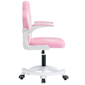 Scaun birou piele ecologica alba roz Odelia 59x53x87-97 cm