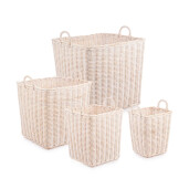 Set 4 cosuri depozitare ratan natur alb Narra 28x28x36h; 38x38x43h; 48x48x50h; 59x59x57h