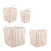 Set 4 cosuri depozitare ratan natur alb Narra 28x28x36h; 38x38x43h; 48x48x50h; 59x59x57h