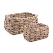 Set 2 cosuri depozitare ratan gri Malang 51x34x27h; 65x48x32h
