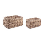 Set 2 cosuri depozitare ratan gri Malang 51x34x27h; 65x48x32h