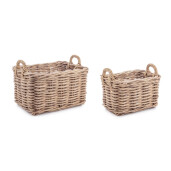 Set 2 cosuri depozitare ratan gri Malang 49x36x30h; 58x43x35h