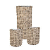 Set 3 cosuri ratan gri Jefri 2 x  ø45x50h; 1 x ø60x110h