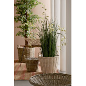 Set 3 cosuri ratan natur alb Randy Ø22x16-24h; ø30x23-29h; ø37x30-38h
