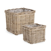 Set 2 cosuri ratan gri Randy 21x21x18h; 26x26x24h