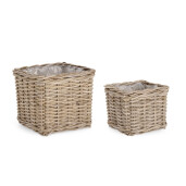 Set 2 cosuri ratan gri Randy 21x21x18h; 26x26x24h