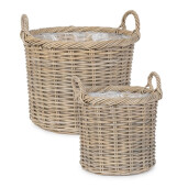 Set 2 cosuri ratan gri Randy Ø33x30-37h; ø43x35-43h