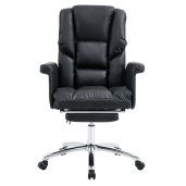Scaun birou suport picioare piele ecologica neagra Rodik 66x64x106-116 cm