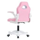 Scaun birou piele ecologica alba roz Odelia 59x53x87-97 cm