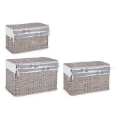 Set 3 cosuri depozitare din ratan gri Elegantly 56x33x33 cm, 61x36x38 cm, 66x41x43 cm