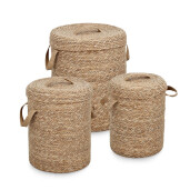 Set 3 cosuri depozitare maro Hamida Ø30x38h; ø35x44h; ø40x50h