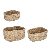 Set 3 cosuri depozitare iarba mare natur Amber 20x15x8h; 23x17x11h; 26x19x12h