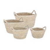 Set 4 cosuri depozitare iarba mare natur alb Jade Ø28x16h; ø33x20h; ø39x23h; ø43x25h