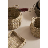 Set 2 cosuri depozitare iarba mare natur Kalaw Ø25x17h; ø33x20h