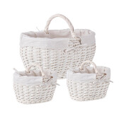 Set 3 cosuri depozitare albe Alesha 26x20x15/21h (2); 46x32x24/33h