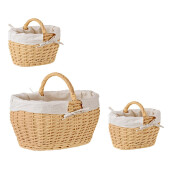 Set 3 cosuri depozitare bej natur Alesha 26x20x15/21h (2); 46x32x24/33h