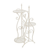 Suport flori fier forjat 3 ghivece crem 48 cm x 29 cm x 80h