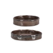 Set 2 tavi decorative piatra maro Pavlos Ø20,8x4,7h; ø24,7x4h