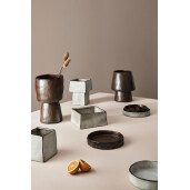 Vaza flori piatra alba maro Nikos 19,5x19,5x11h