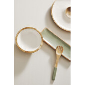 Bol lemn mango maro email alb Ø18x6,5h