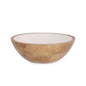 Bol lemn mango maro email alb Ø18x6,5h