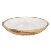 Bol lemn mango maro email alb Ø38x7h