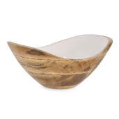 Bol lemn mango maro email alb 24x21x11h