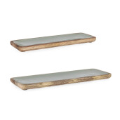 Set 2 tavi lemn maro email verde Knossos 38x12x2h, 46x15x2h