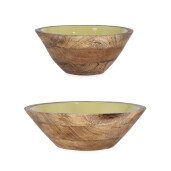 Set 2 boluri lemn mango email galben Thara Ø25,5x10,5h, ø30,5x14h