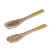 Set 2 linguri servire salata lemn mango maro email portocaliu 6,5x1x28h