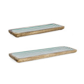 Set 2 tavi lemn mango email multicolor Thara Stripes 38x12x2h, 46x15x2h