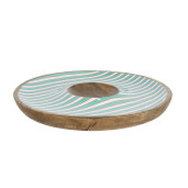Platou lemn mango email multicolor Stripes Thara Ø39x4h
