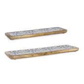 Set 2 tavi lemn mango email Majolicas 38x12x2h, 46x15x2h