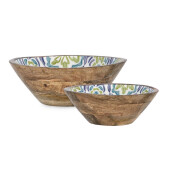 Set 2 boluri lemn mango email Majolicas Ø25x7h; ø30x9h