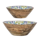Set 2 boluri lemn mango email Majolicas Ø25x7h; ø30x9h
