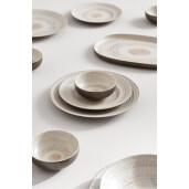 Set 6 farfurii piatra alba bronz Braga Ø22x2,7h