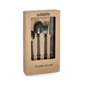 Set 16 tacamuri masa otel negru satinat 4x14,5h; 5x19h; 5x18,8h; 8x21,5h