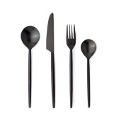 Set 16 tacamuri otel negru satinat Bronte 6,5x17h; 7,5x20,1h; 7,5x20,h; 8x24h