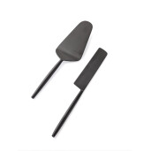 Set 2 tacamuri servire desert otel negru satinat Bronte 6x26h; 2,5x27h