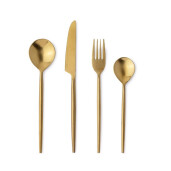 Set 16 tacamuri otel auriu satinat Bronte 6,5x17h; 7,5x20,1h; 7,5x20,h; 8x24h