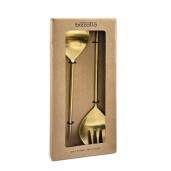 Set 2 linguri servire salata otel auriu satinat Bronte 7x27,1h; 7x27,1h